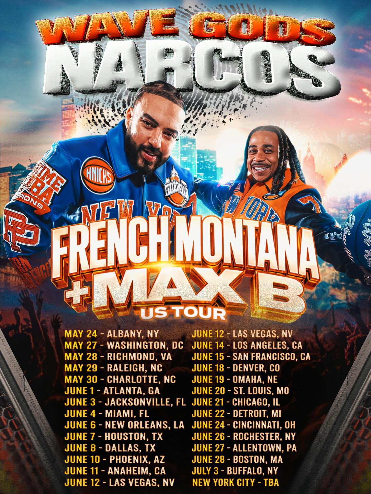 French Montana Wave Gods Narcos Tour Poster 2026